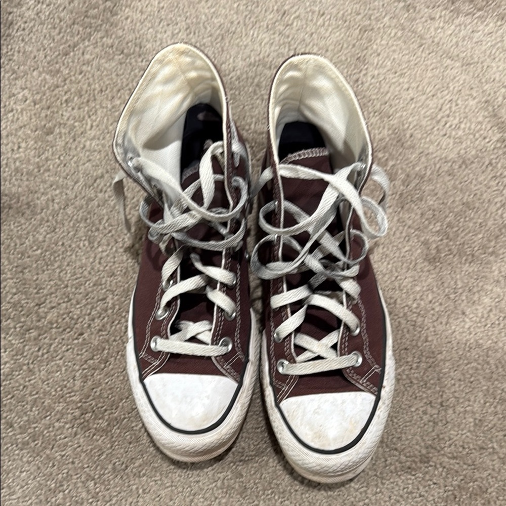 Converse Brown High-Tops with White Details